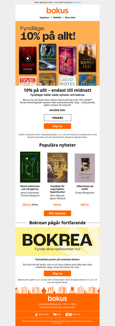 10% rabatt på nyheter och bokrea – fynda nu!