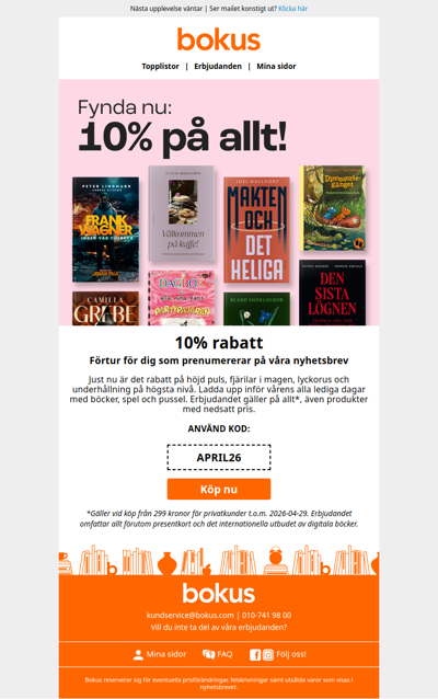 Förtur: 10% rabatt på allt