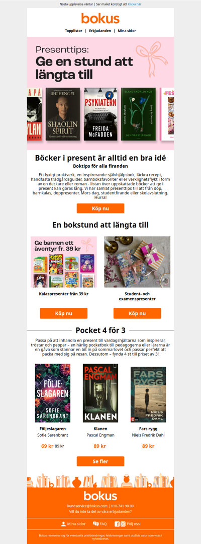 Bokgåvor till vårens och sommarens firanden