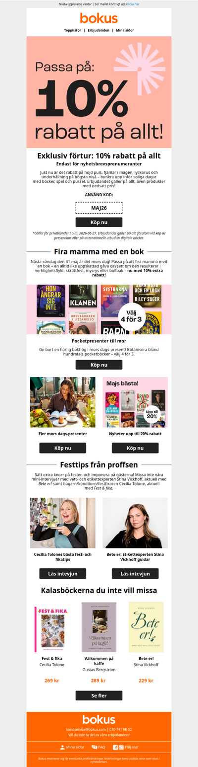 Förtur: 10% rabatt på allt