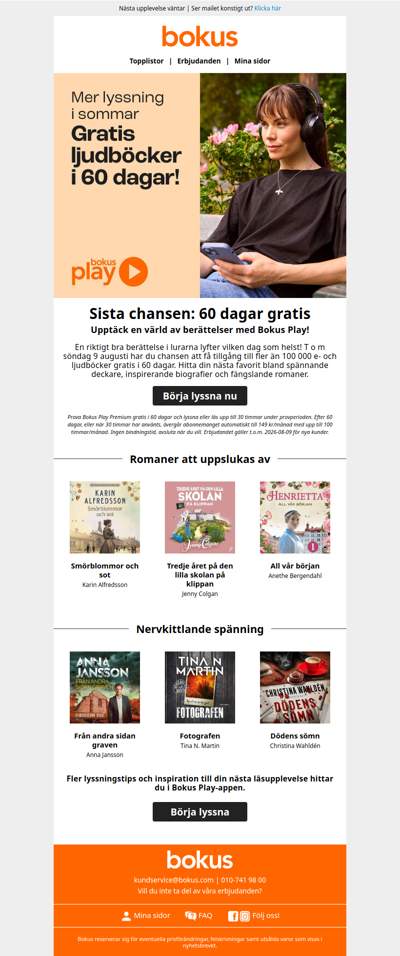 Sista chansen: gratis ljudböcker i 60 dagar