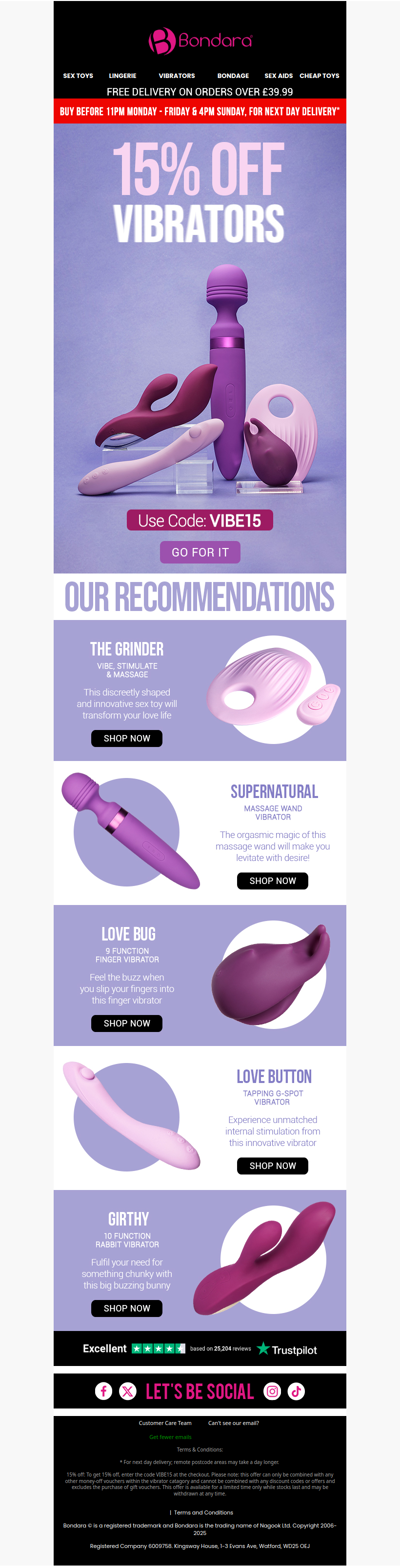 15% Off ALL Vibrators 👉