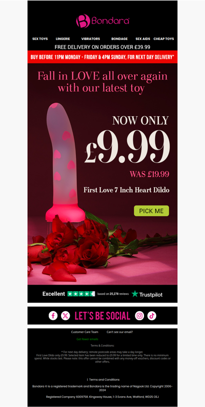 💓 Silicone Heart Dildo Only £9.99!💓