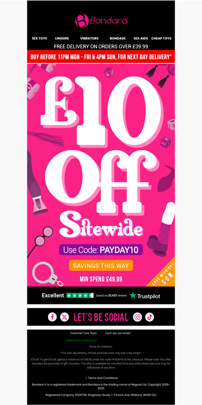 £10 Off Sitewide 😍