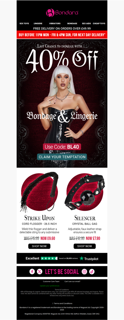 Last chance ⚠️40% Off Lingerie + Bondage