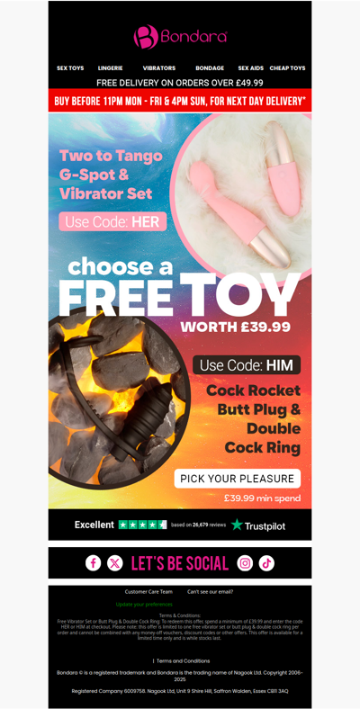 Choose A Free £40 Toy For Him Or Her 🥳