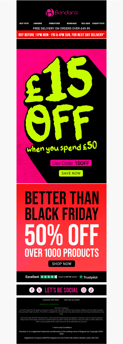 🚨Final call 🚨 £15 off when you spend £50