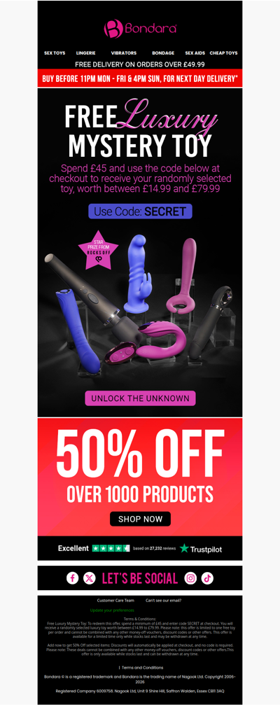 Free Luxury Mystery Toy 🔮Worth Up to £80!