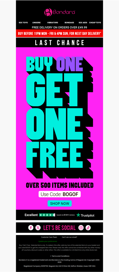 Buy One Get One Free 💌 Only 24 Hours Left