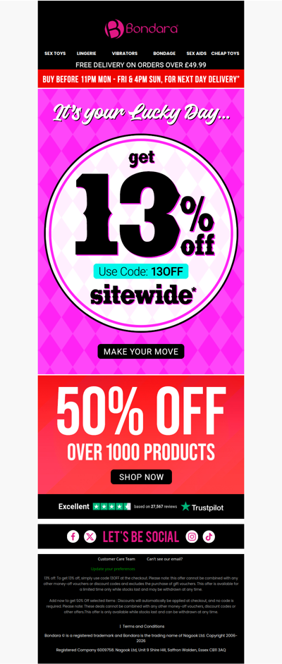 Fri 13th Is Lucky For U 👀 13% Off Sitewide