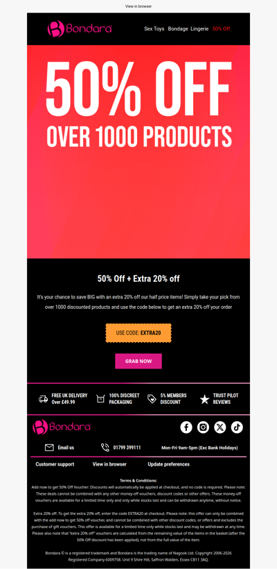 50% Off All Areas + 20% Extra Off