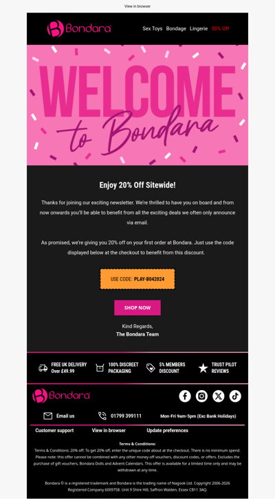 Welcome to Bondara! 🎉 Unlock exclusive offers today
