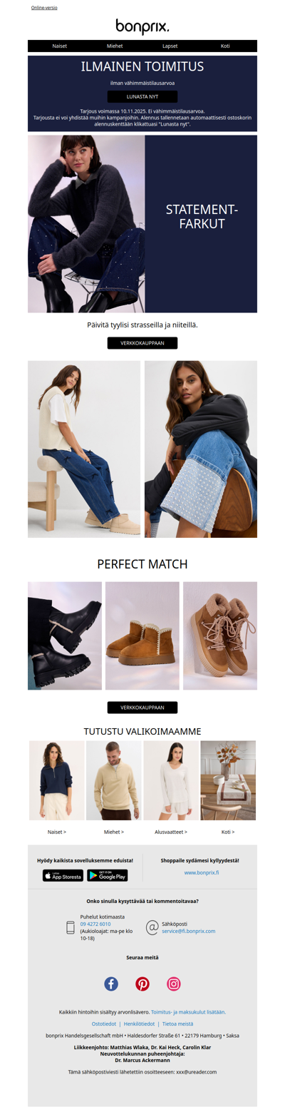 ILMAINEN TOIMITUS vain huomiseen asti