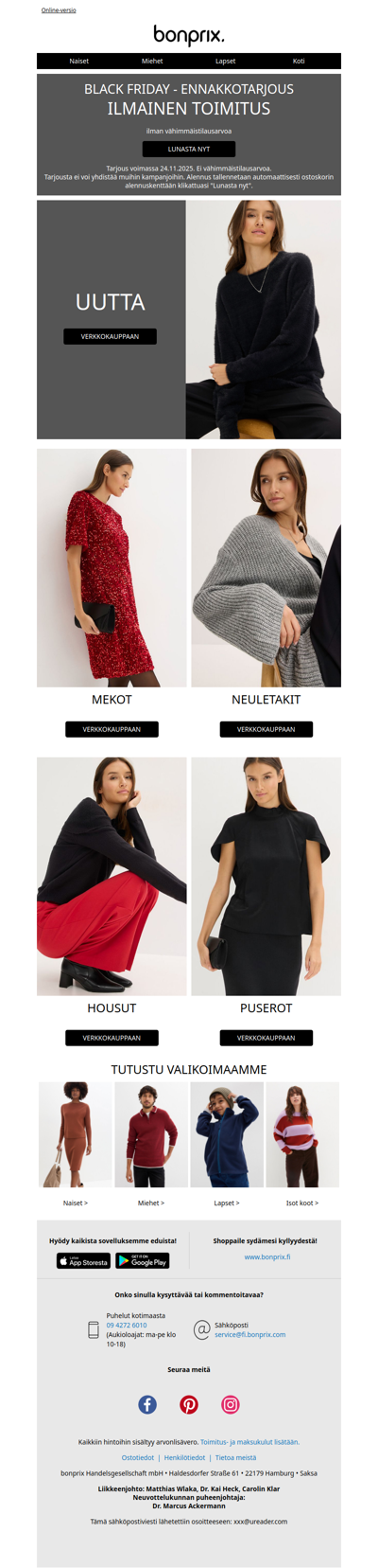 ILMAINEN TOIMITUS – vielä hetken aikaa