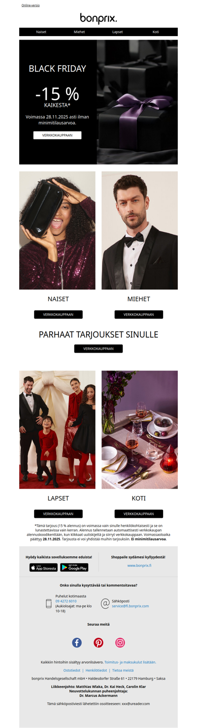 15 % alennus lähes KAIKESTA 🥳