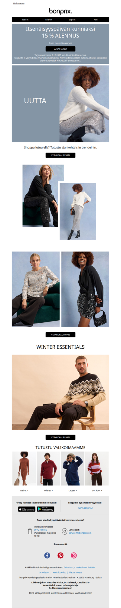 Itsenäisyyspäivän kunniaksi saat 15 % alennuksen