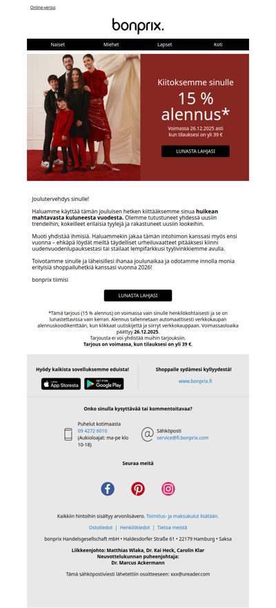 KIITOS 💝 15 % alennus kiitoksena uskollisuudestasi!