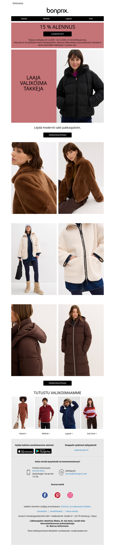 🎅 Huikea alennus sinulle! 15 % alennus KAIKESTA