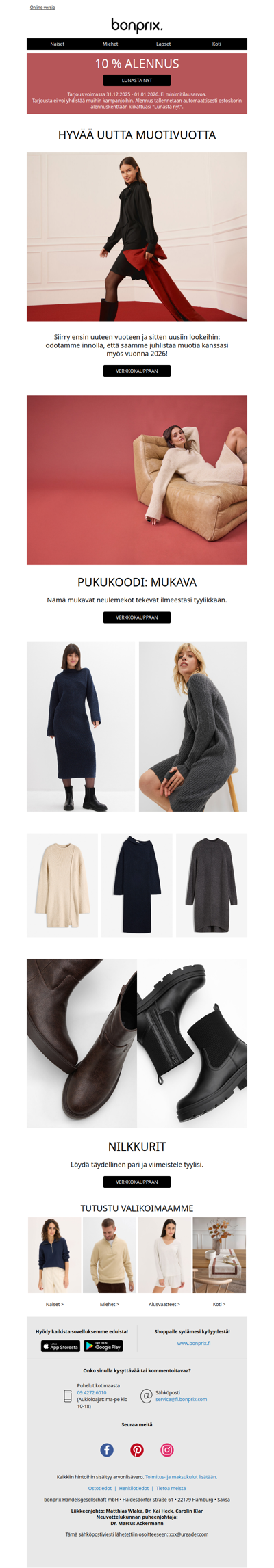 Uudenvuodenaaton tarjous: 10 % alennus kaikesta!