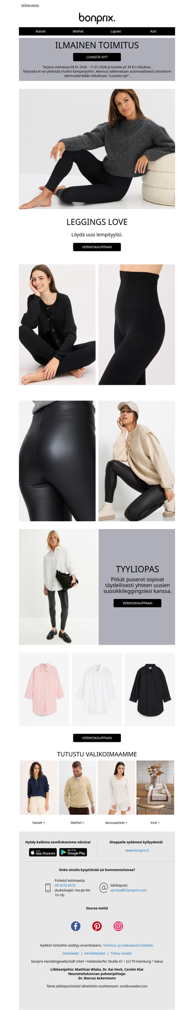 Maksuton toimitus on vain klikkauksen päässä!