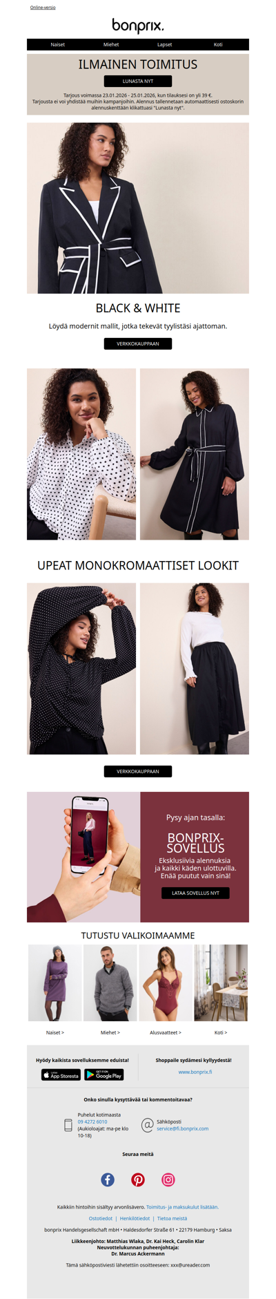 Tik tak kello tikittää: ilmainen toimitus enää tänään!