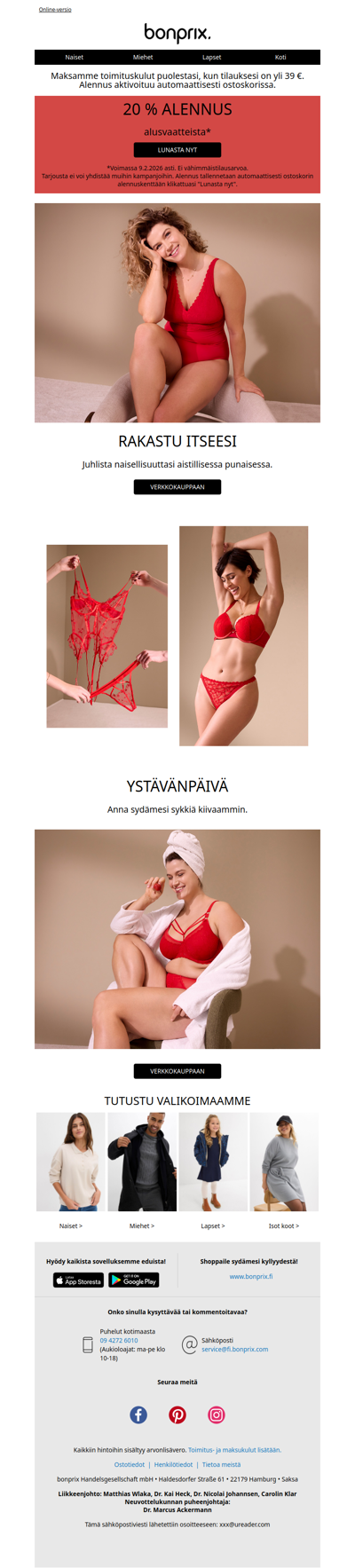 20 % alennus alusvaatteista!