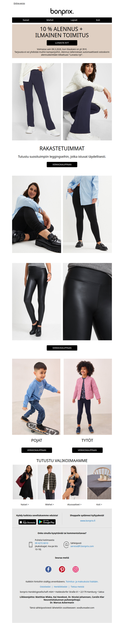 10 % alennus + ilmainen toimitus