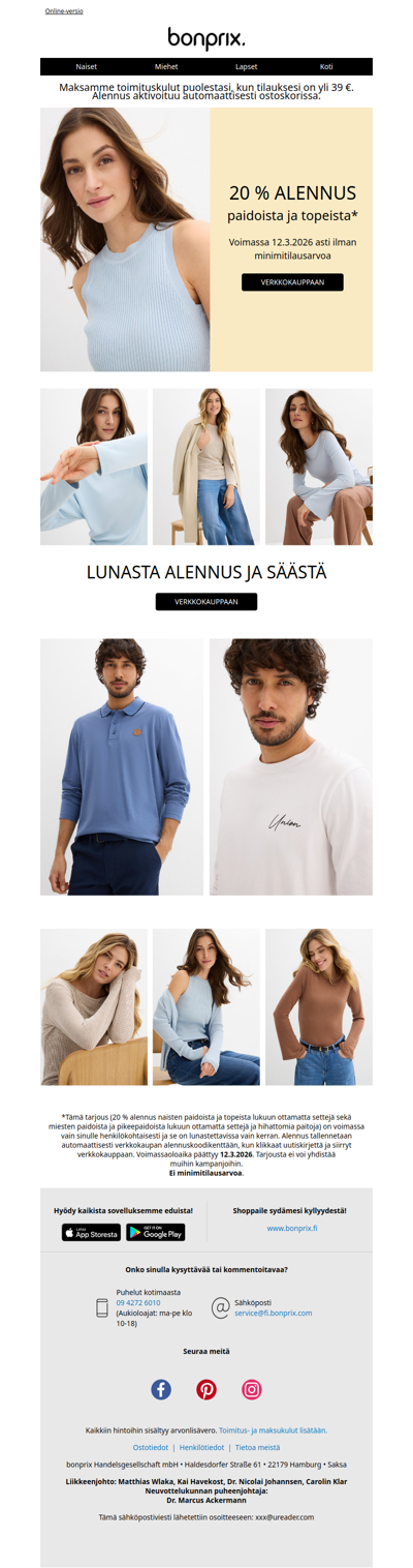 20 % alennus sinulle kevääseen 🌷