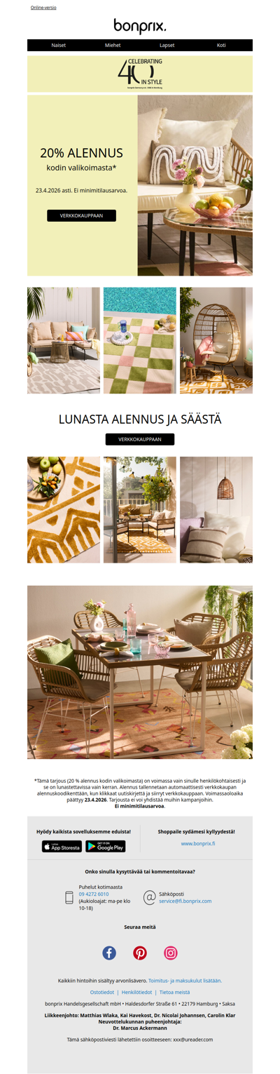 20 % alennus kodin valikoimasta 🩷✨