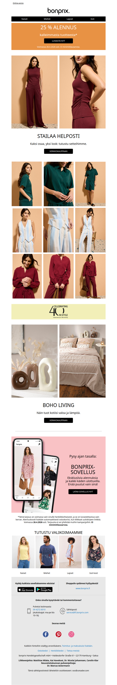 25 % alennus kalleimmasta tuotteesta