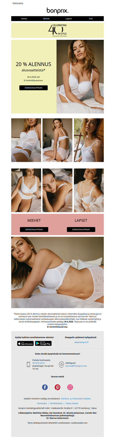 20 % alennus alusvaatteista 💕