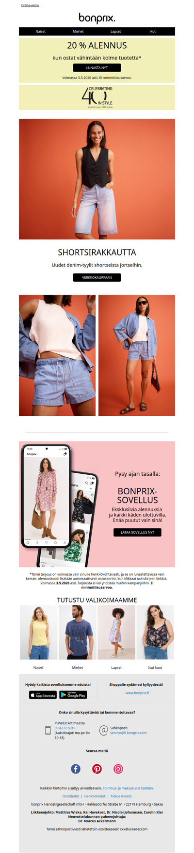 Hyödynnä 20 % alennus – kun ostat kolme tuotetta