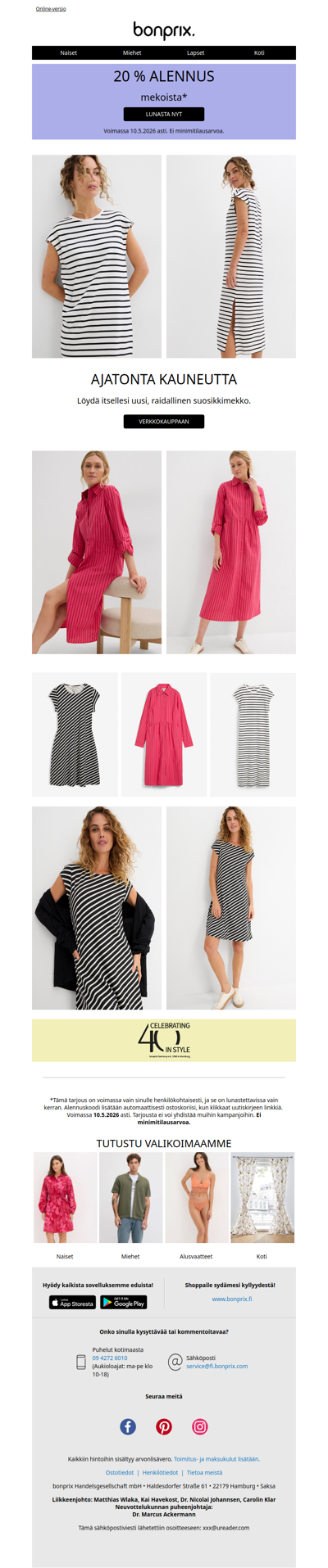 20 % alennus mekoista 👗