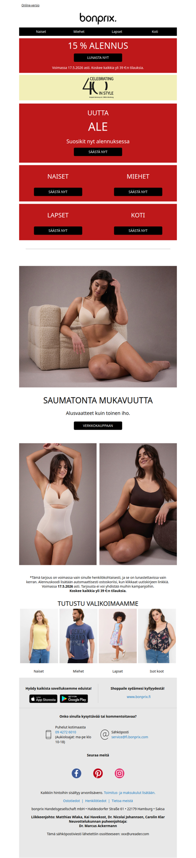 Hyödynnä tilaisuus: 15 % alennus kaikista suosikkivaatteistasi!