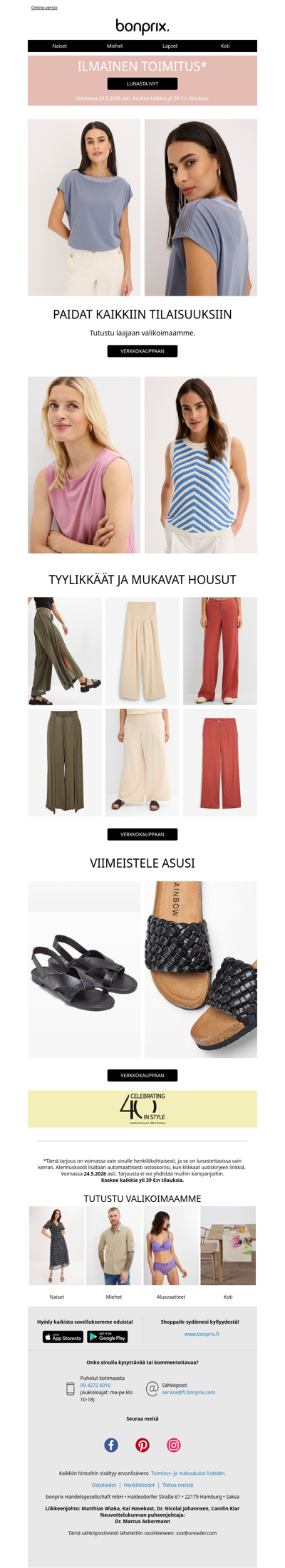 Maksamme toimituskulut puolestasi