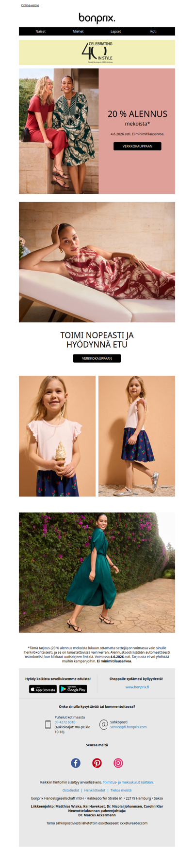 20 % alennus kaikista mekoista 💃