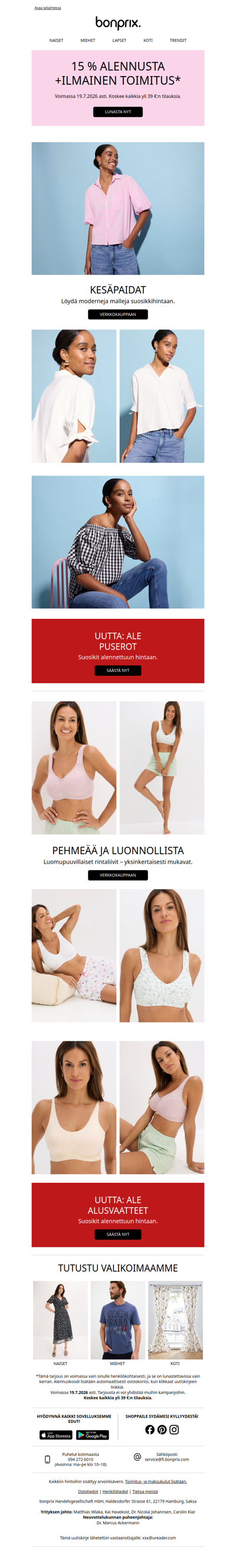 Shoppaile suosikkejasi -15 % & ilmainen toimitus 🩷