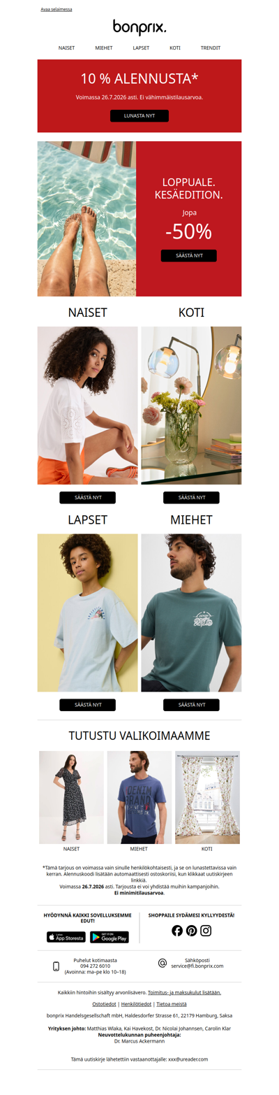 Voimassa enää tänään: hyödynnä 10 % alennus!