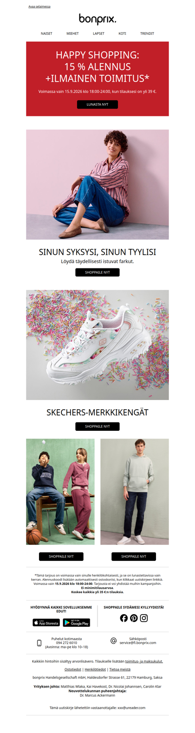 Shopping Night alkaen klo 18: 15 % alennus ja ilmainen toimitus ✨