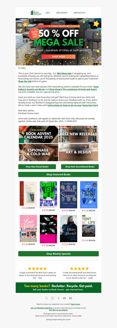 Final Call: 50% off Mega sale❗📚