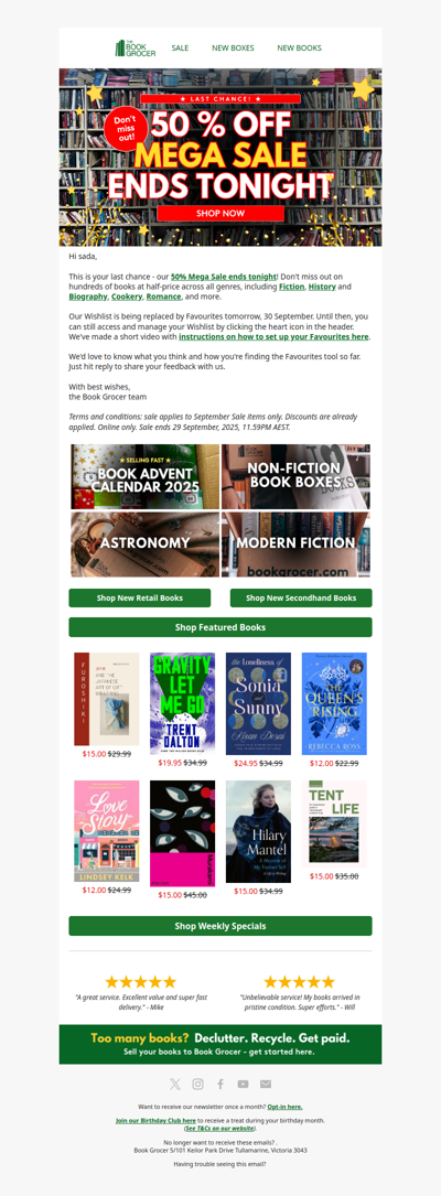 ENDS TONIGHT: 50% off Mega sale❗📚