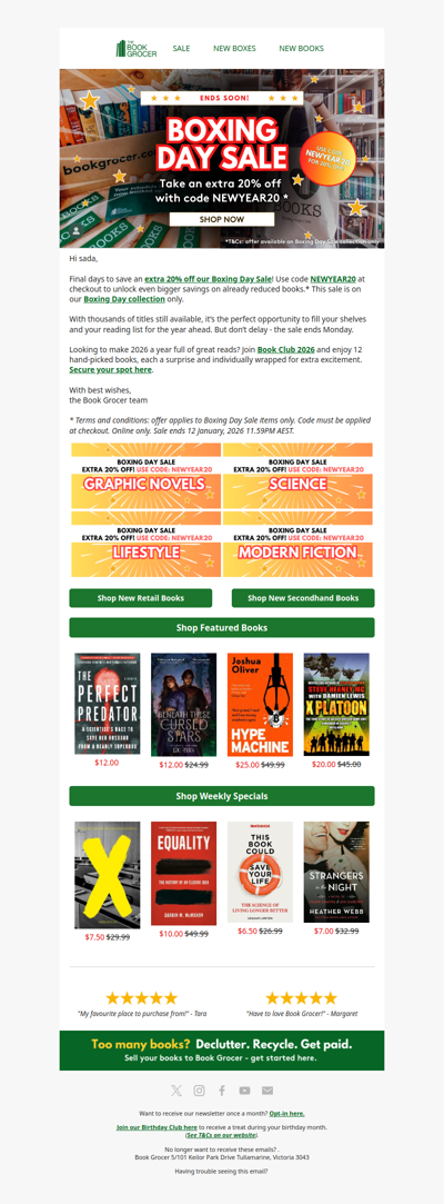 Ends soon - 20% off Boxing Day Sale 📣📚