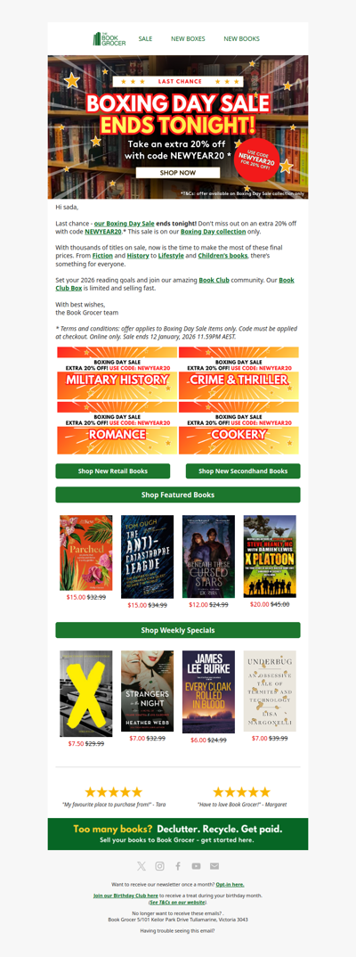 Ends tonight❗20% off Boxing Day Sale!