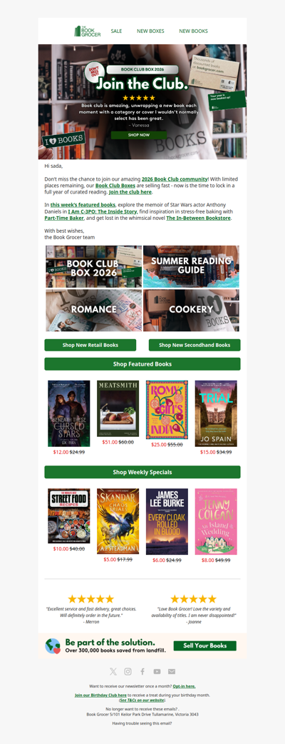 2026 Book Club 📚 limited places remaining