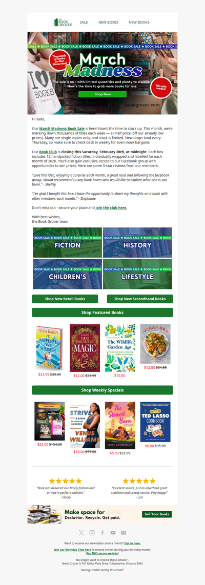 March Madness Book Sale on now! 🎉