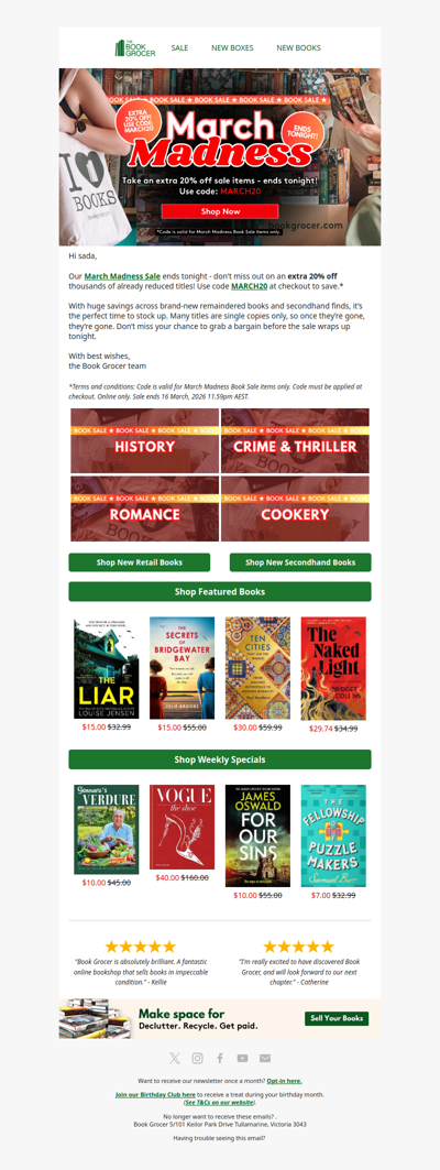 Ends tonight - 20% off March Madness Sale🚨🎉