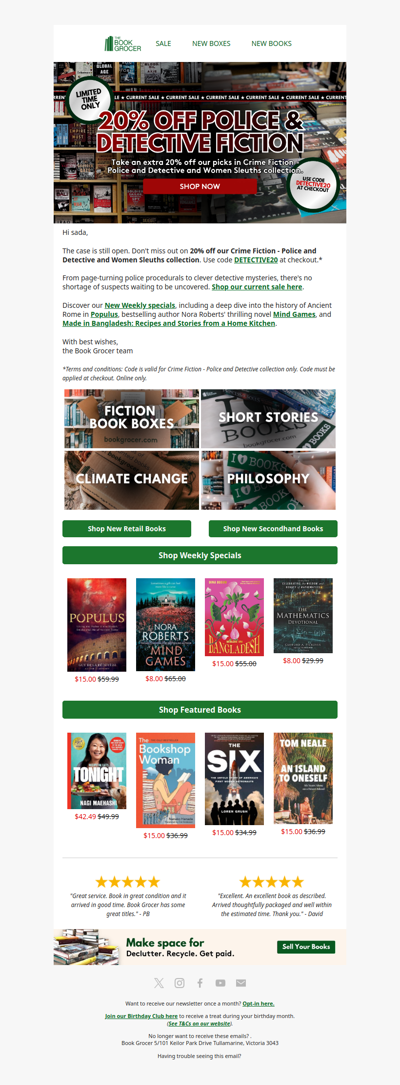 Ends soon: 20% off Crime Fiction - Police and Detective🕵️