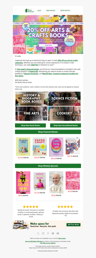 On now: 20% off Arts and Crafts books 🎨