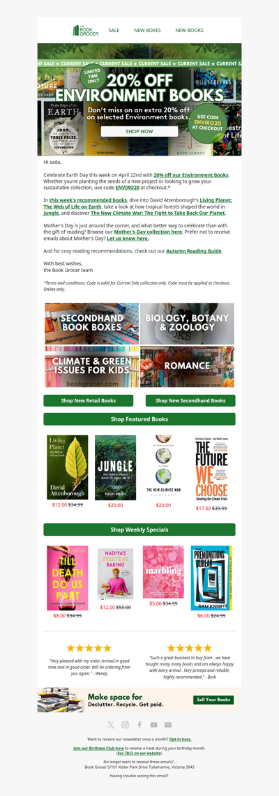 20% off Environment books to celebrate Earth Day🌏
