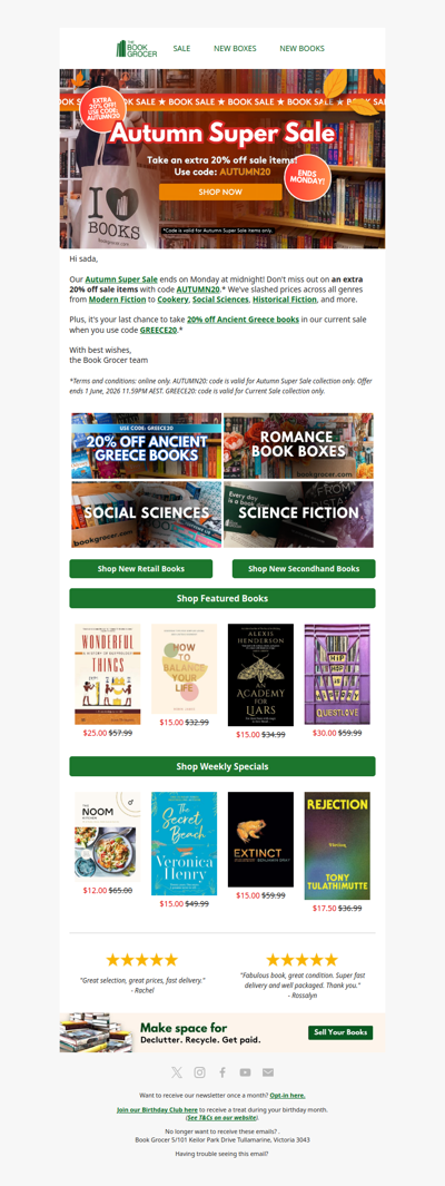 Ends soon: 20% off Autumn Super Sale❗📚
